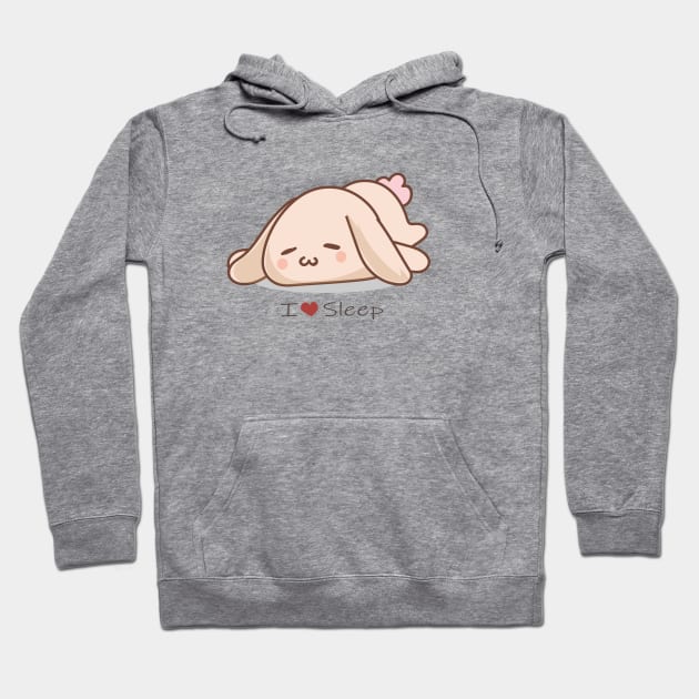 I Love Sleep Lazy Bunny Hoodie by FungibleDesign